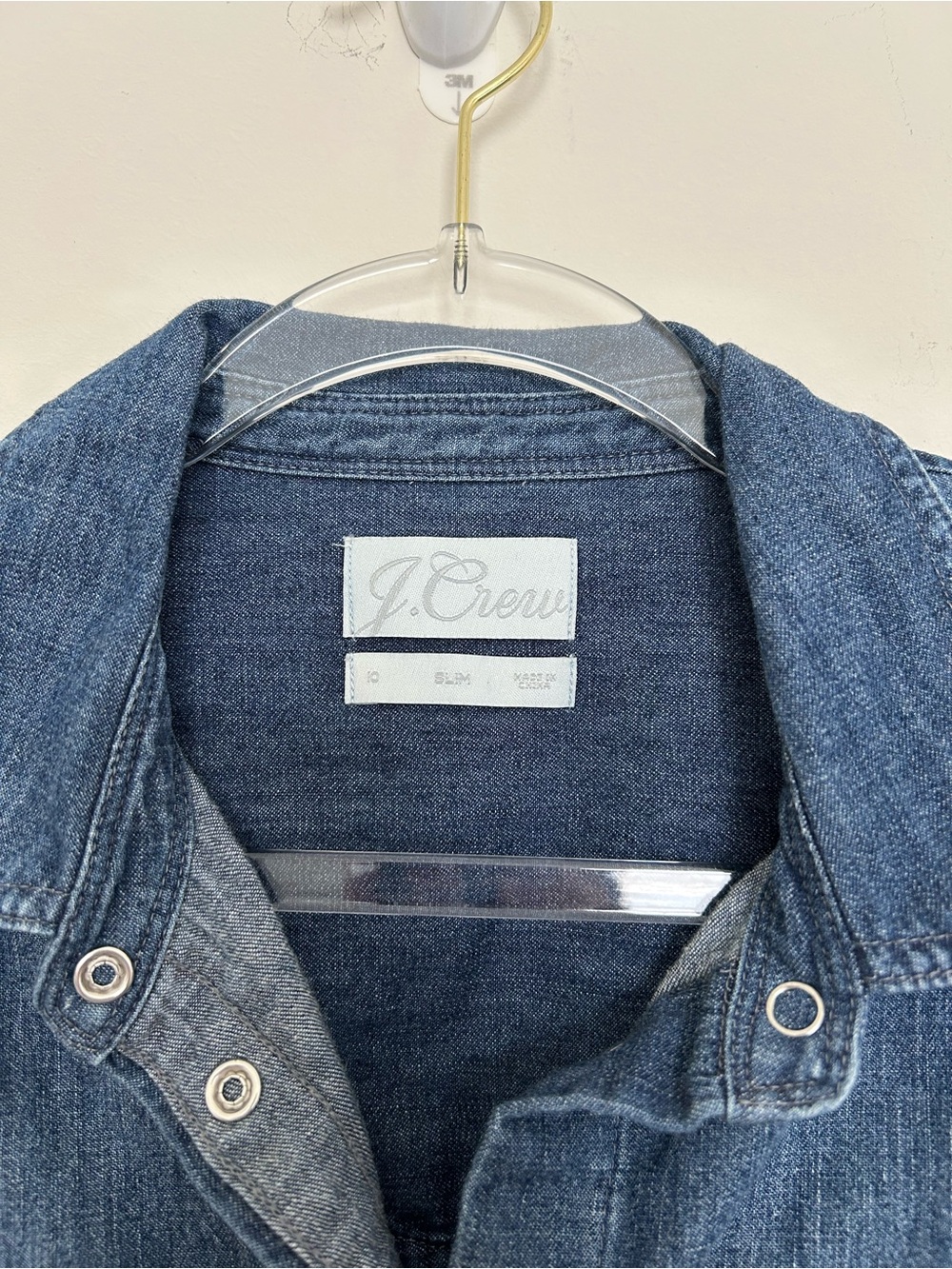 J. Crew Denim Pearl Snap Western Long Sleeve Button Shirt Size 10 Slim Fit - Picture 2 of 5
